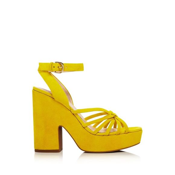 KATE SPADE NEW YORK Shoes - KATE SPADE NEW YORK Womens Yellow 1-1/2" Platform Glenn Leather Sandals 8 M